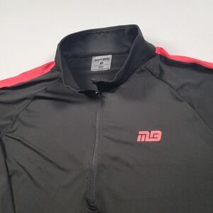 MuscleBox Men Quarter Zip‎ Pullover XL Black Red Athletic Top